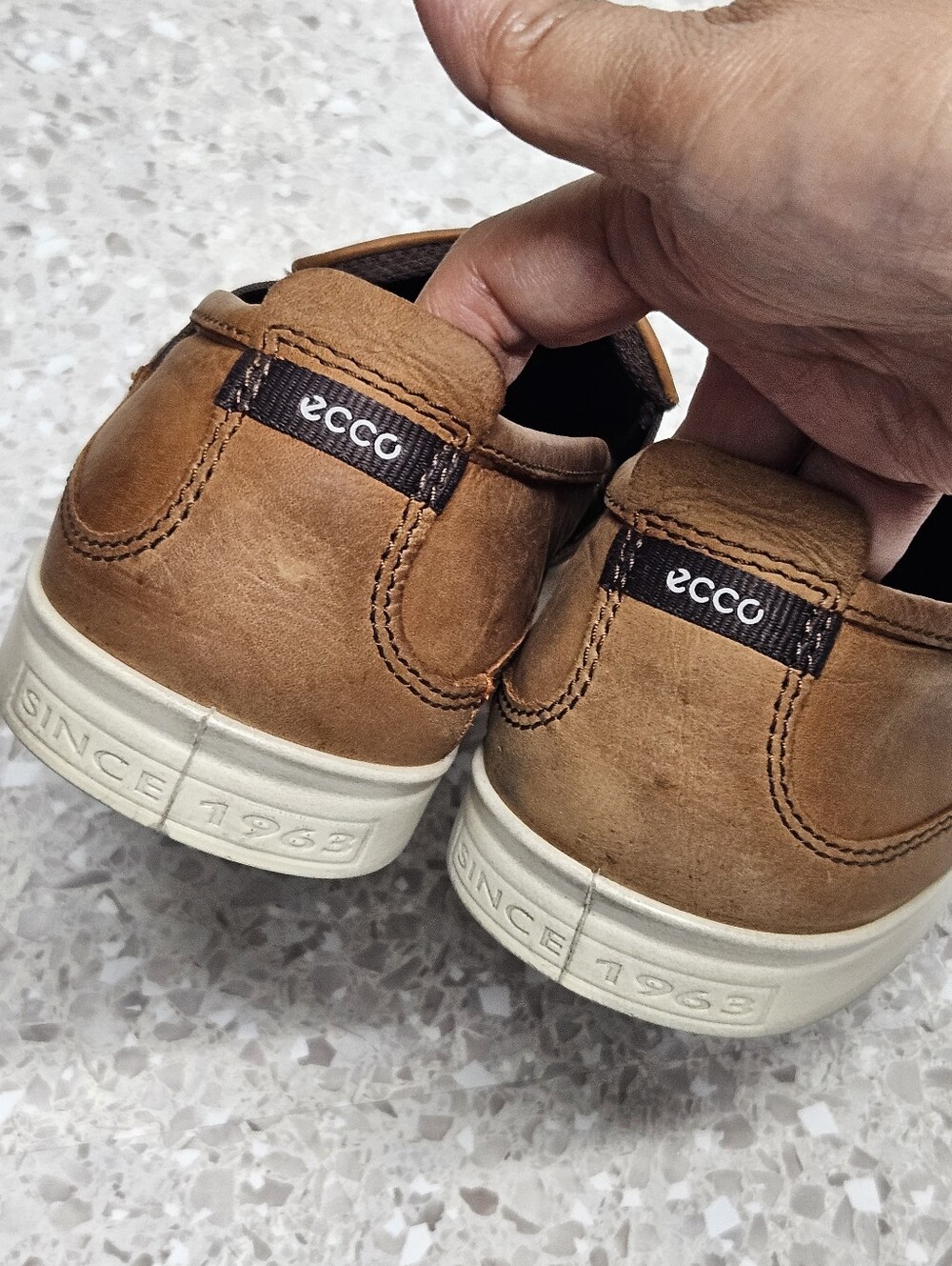 ECCO 1963 Collin Perforated Leather Slip On Shoes Mens Size: 10 Brown Comfort - Picture 8 of 14